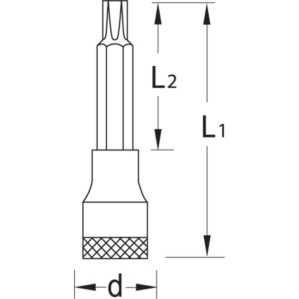 Gedore Screwdriver Bit Sock 1/2", Long Torx T70 ITX 19 L T70-100